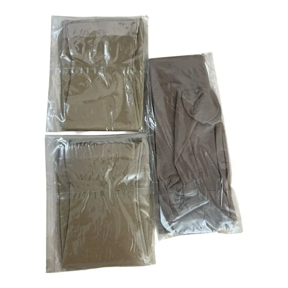 3 Pair Legging Comfort Knee High & Sheer Knee Highs Hosiery Natural Color Size M